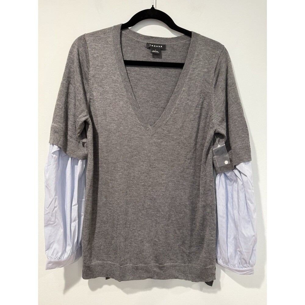 NEW Trouve Top Womens Small Workwear Old Money Coastal Quiet Luxury Academia